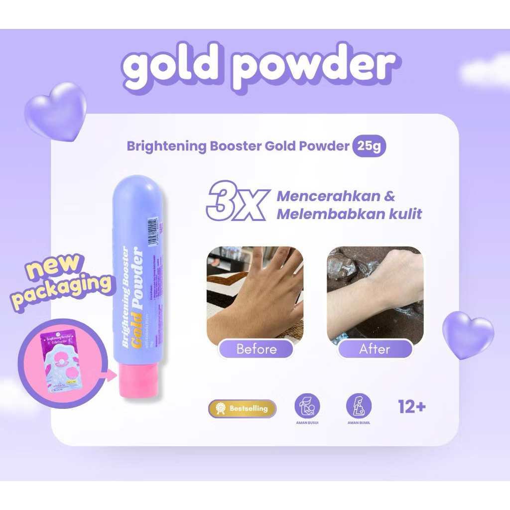 Gold Powder Serbuk Pemutih Badan & Wajah 25 Gram