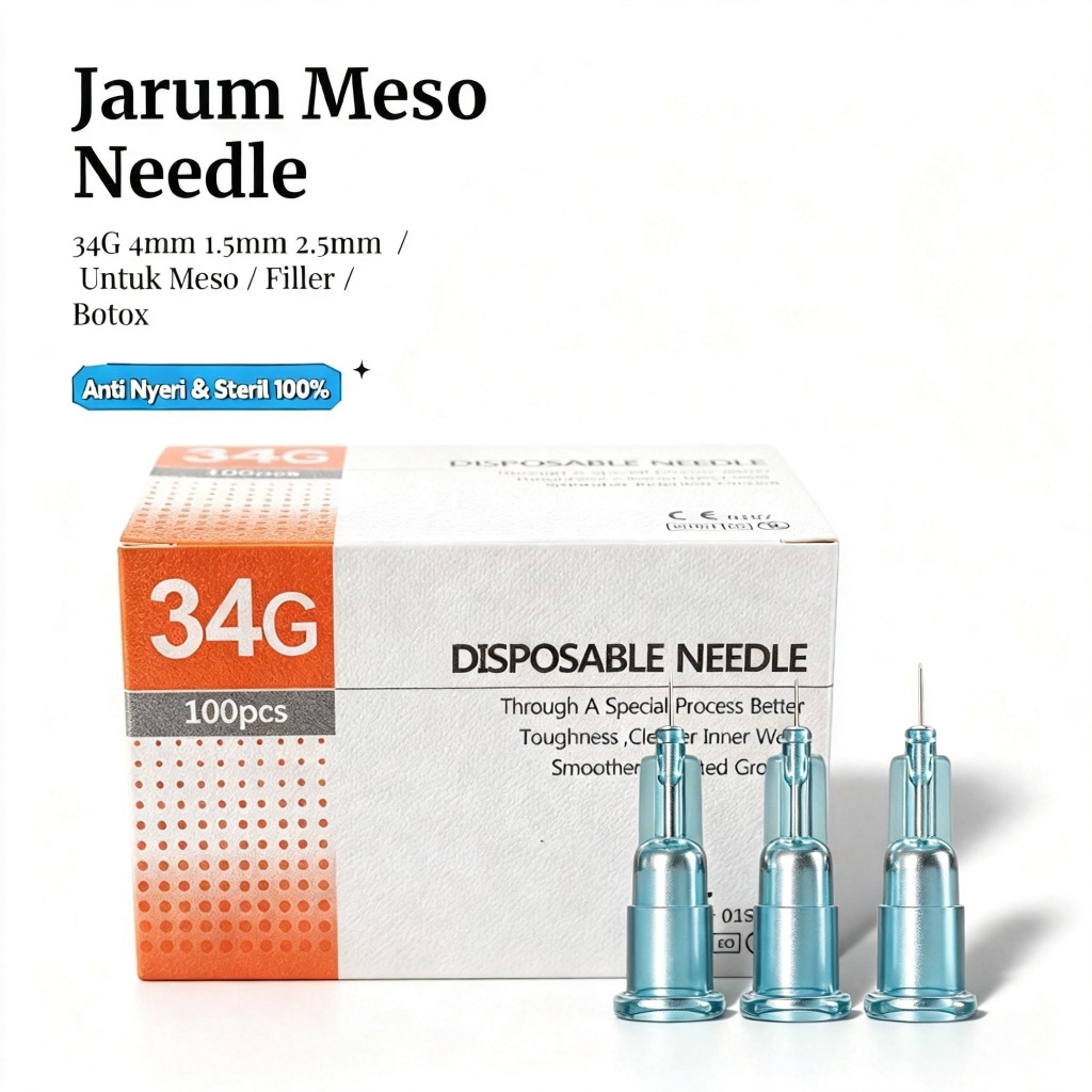 Jarum Meso Needle 34G 1.5mm 2.5mm 4mm Sterile Anti Nyeri Ultra Fine Untuk Meso Filler Botox Aman