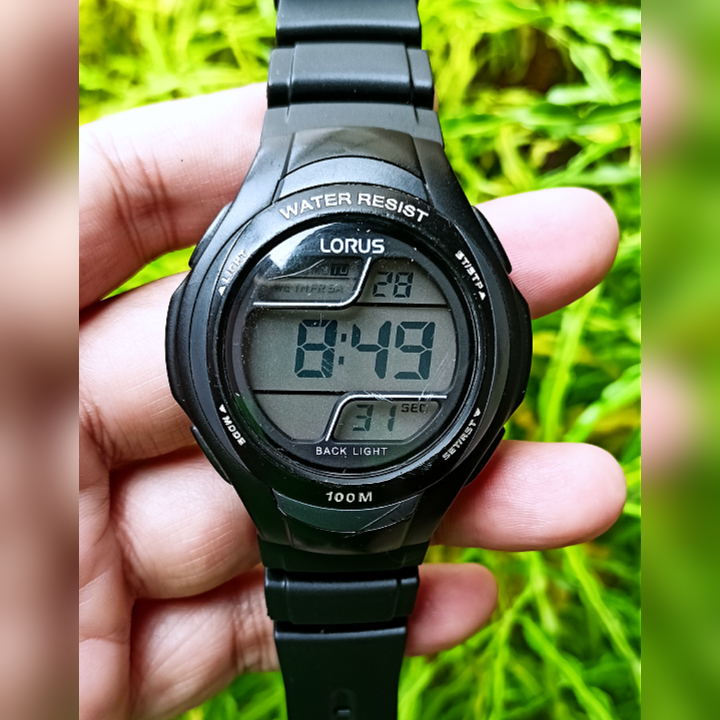 LORUS Z009-X004 Black Sporty Digital Watch Original Second | Jam Tangan  Sporty Pria