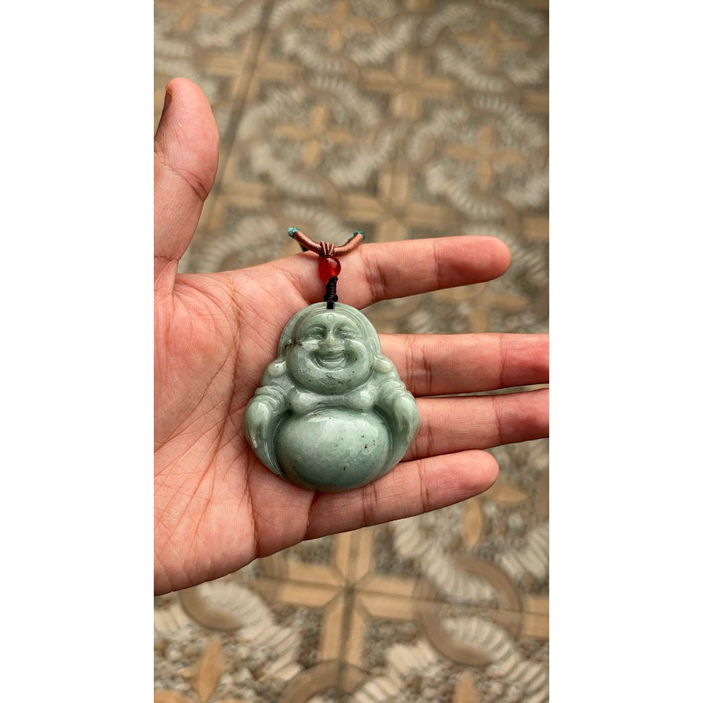 Liontin Giok Milefo Buddha Burma Jade Type A 100% Giok Asli