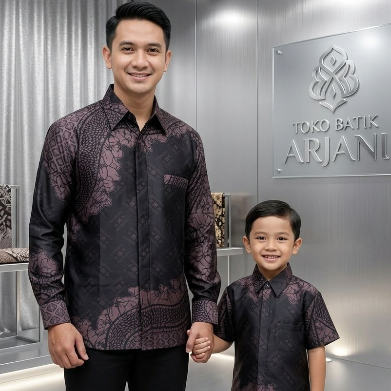 Ungu Taro Katun Silky Premium TANPA FURING, Kemeja batik couple ayah dan anak, warna Ungu Taro