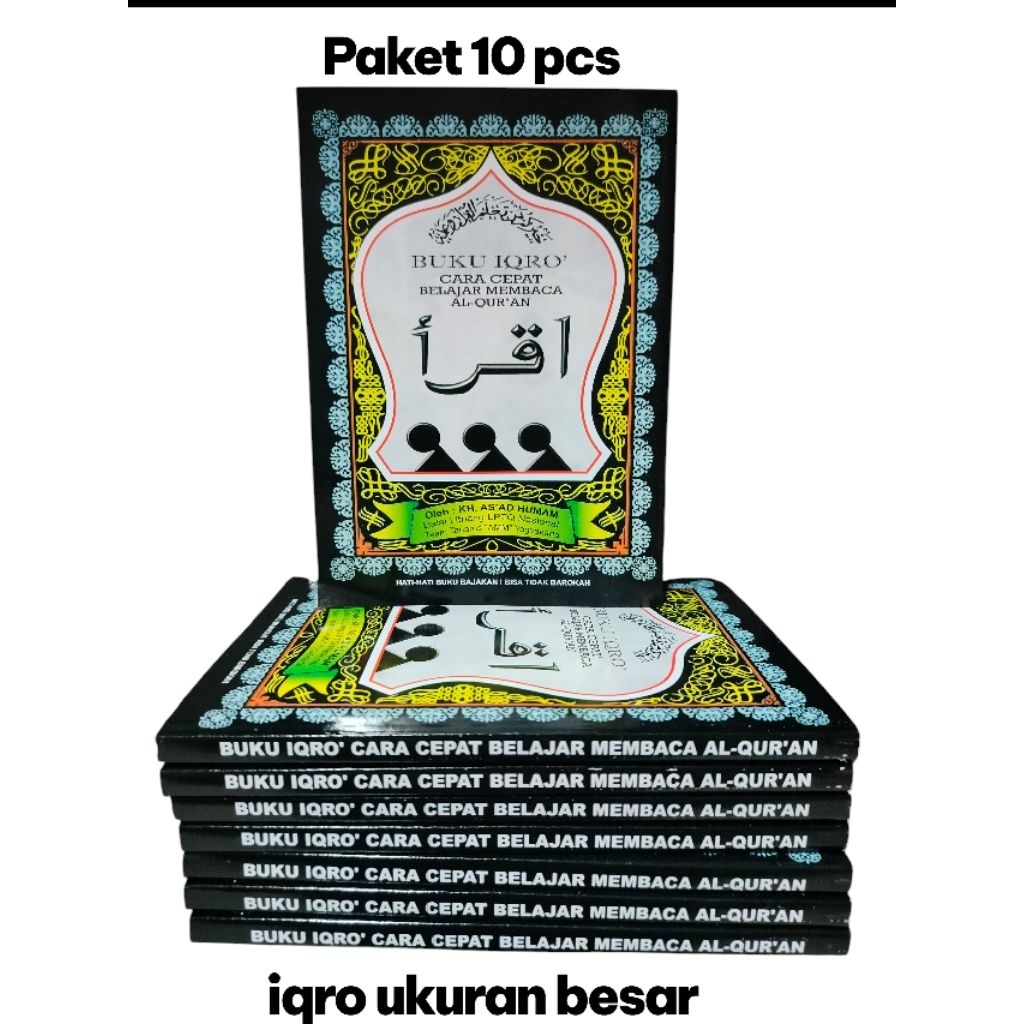 PAKET 10 PCS (GROSIR) BUKU IQRO BESAR JUZ 1_6 IQRO HITAM