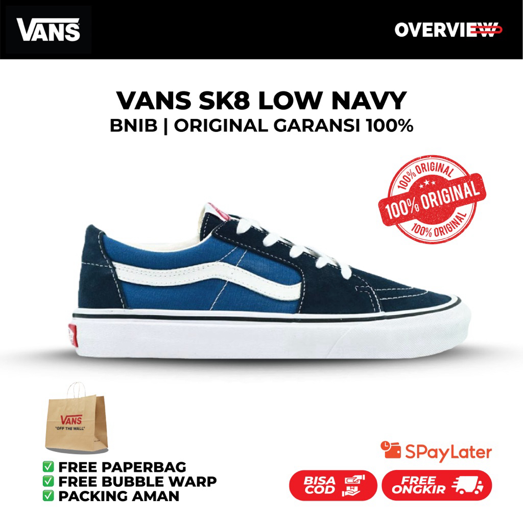 [BISA COD] SK-8 LOW NAVY (ORIGINAL 100%)