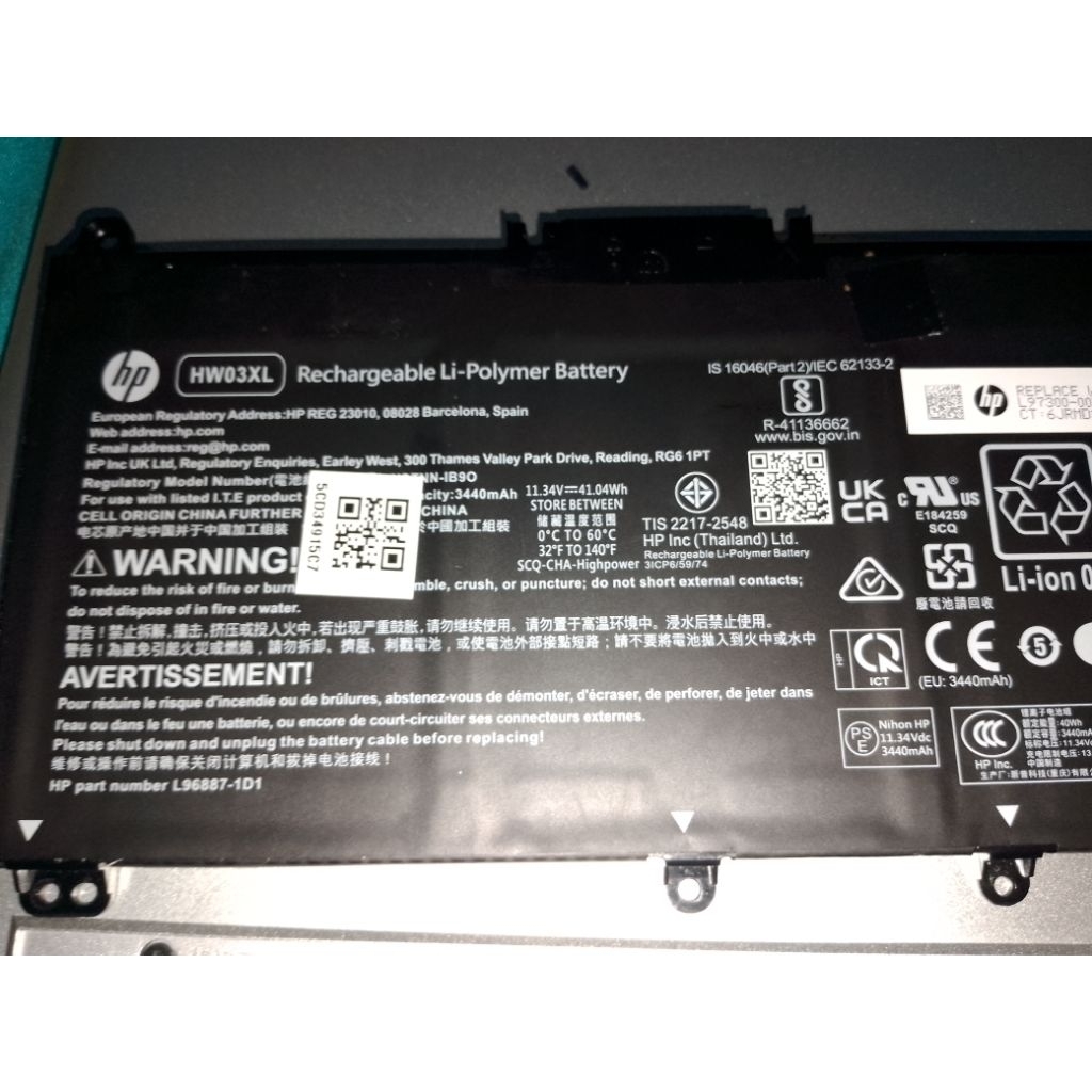 BATERAI LAPTOP HP 14s dq5115tu BEKAS BAGUS TERMURAH