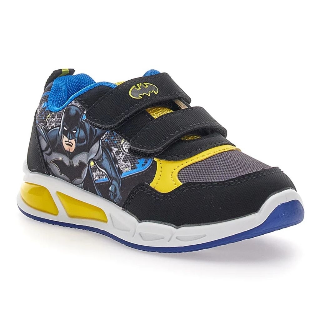 Sepatu Anak LED Lampu DC Comics Batman Hitam Kuning Laki Laki Sneaker Original Lavie Stuff