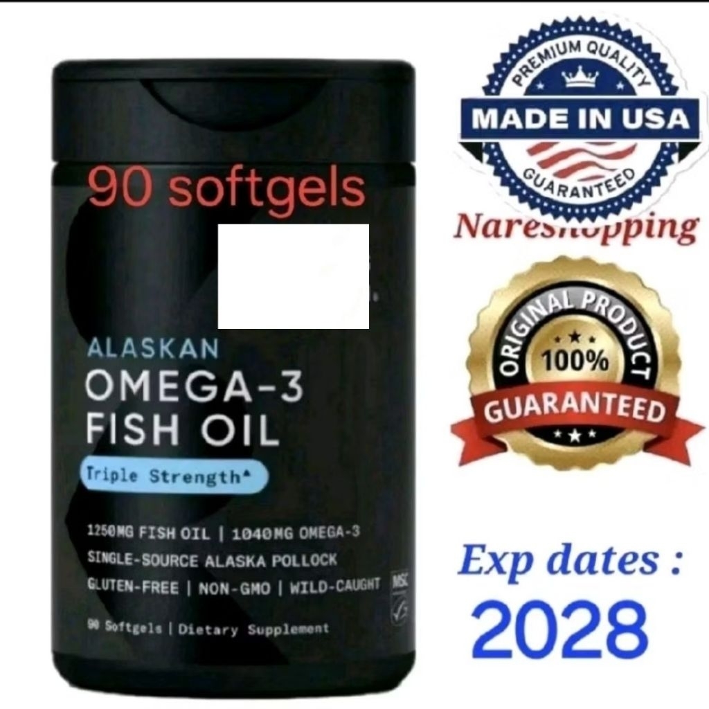 3Nare SR Sports Research Omega-3 Fish Oil 1250 - Triple Strength Fish Oil Supplement from Wild Alask