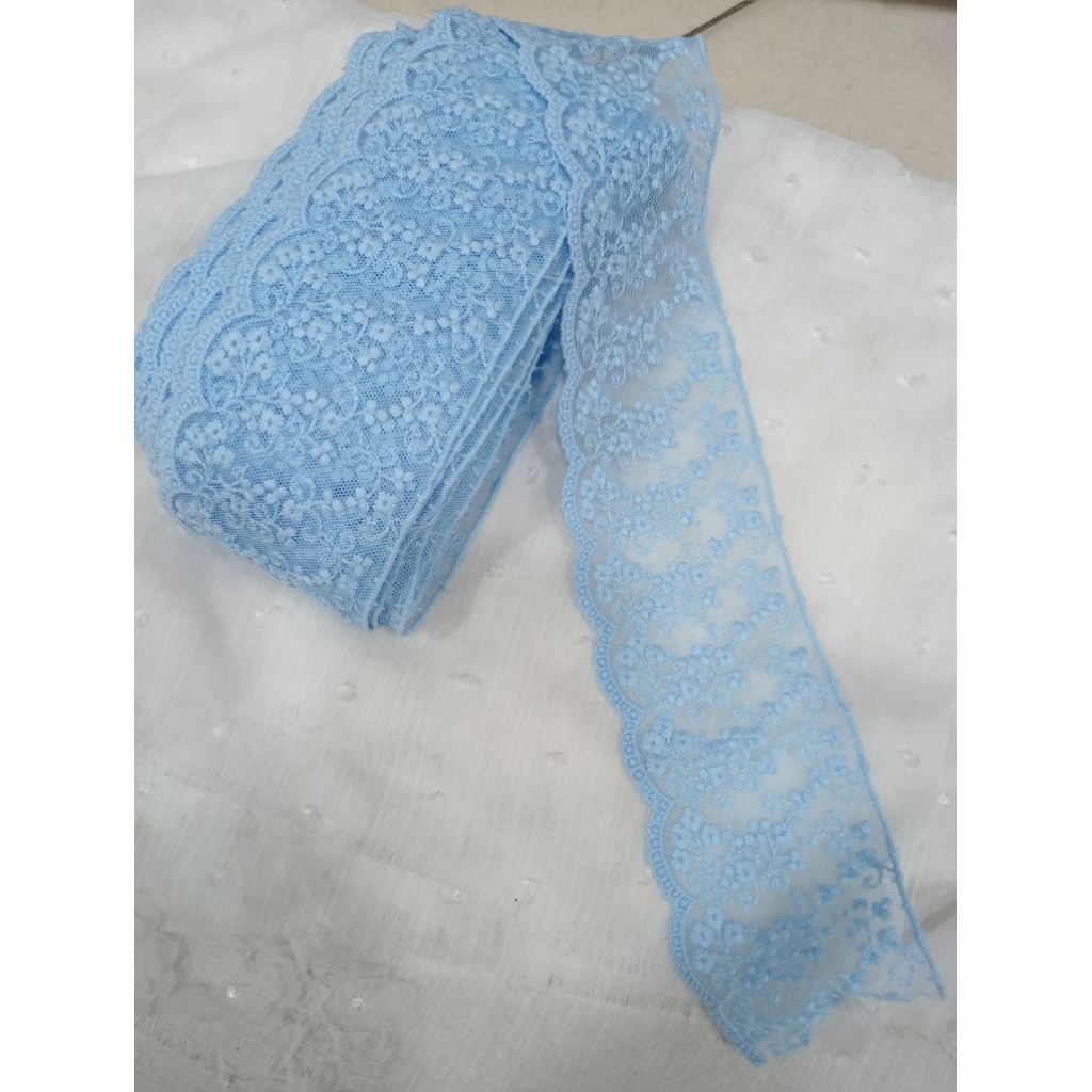 RENDA TILLE FULL BORDIR/RENDA PINGGIRAN/RENDA MUKENA,BAJU LEBAR 7CM