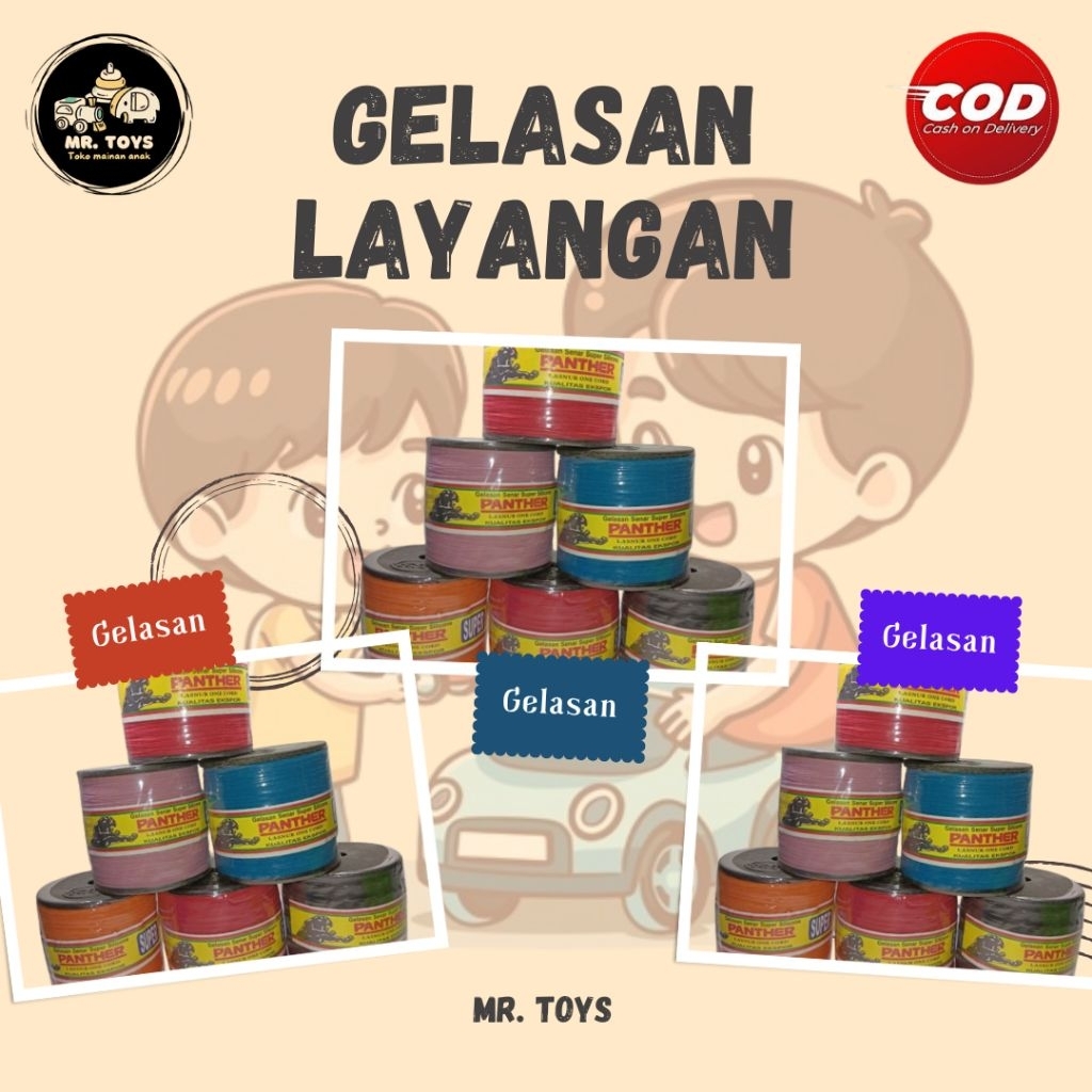 GELASAN benang layangan super tajam cap panther, benang layangan murah super kuat