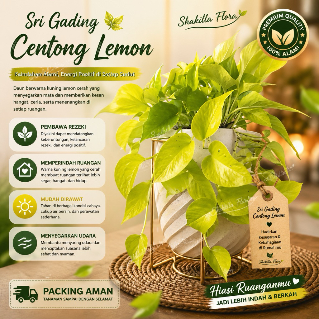 Tanaman Hias SriGading Centong Lemon - Sirih Gading Centong Kuning
