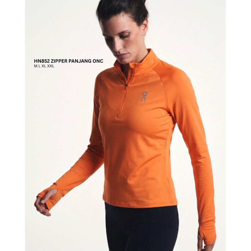 Lengan panjang Zipper Kaos Lengan Panjang Zipper Olahraga Wanita