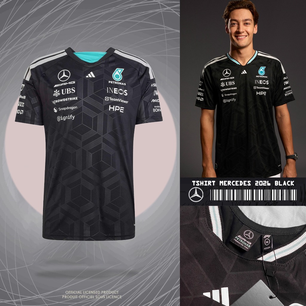 TSHIRT MERCEDES AMG F1 BLACK 2026 kaos raccing formula 1