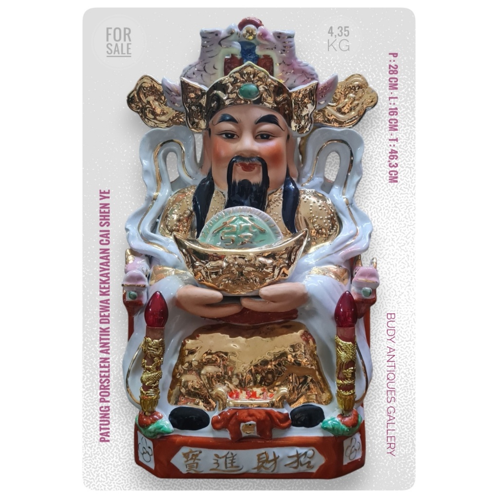 Patung Dewa Kekayaan Cai Shen Ye Bahan Porselen HQ