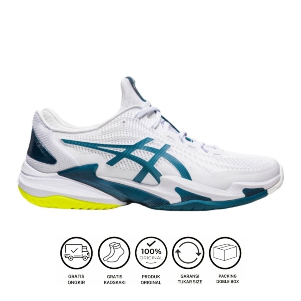 Sepatu Tennis X Padel Asics Novak Court Novak Court FF 3 Djokovic White/Grish Blue