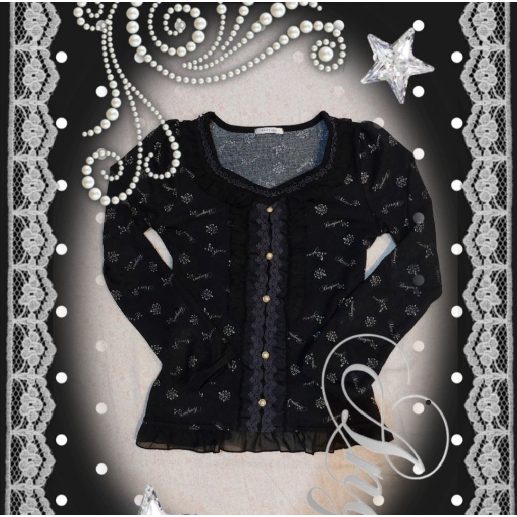 axes femme axesfemme floral fatal frame black top atasan hitam blue biru midi skirt rok