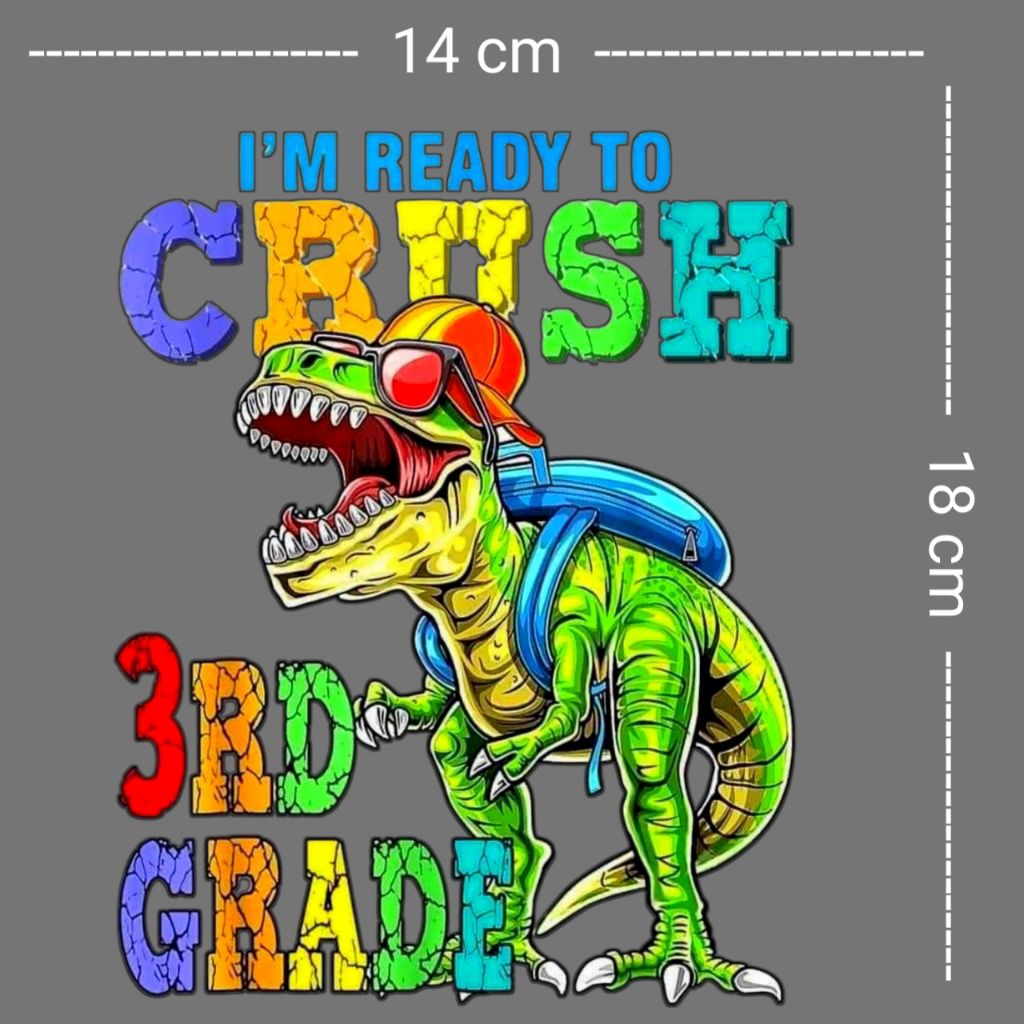 Stiker Sablon Setrika DTF Tema Dinosaurus Untuk Kaos Anak| Sablon Stiker Setrika UV DTF Design Keren