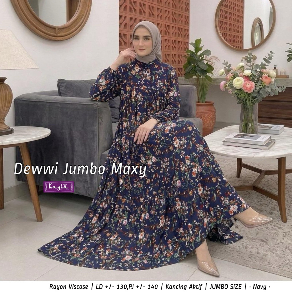 DEWWI JUMBO CRISTA MAXY ORIGINAL BY KAYLA maxi dress gamis polos elegan premium | povela jumbo maxy