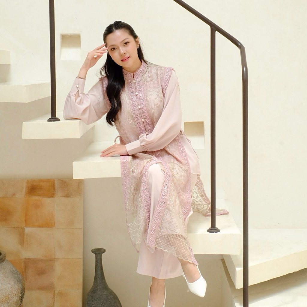 Abinaya - Sera Outer ONESET| mewah cantik elegan kondangan pesta set kekinian brokat lace