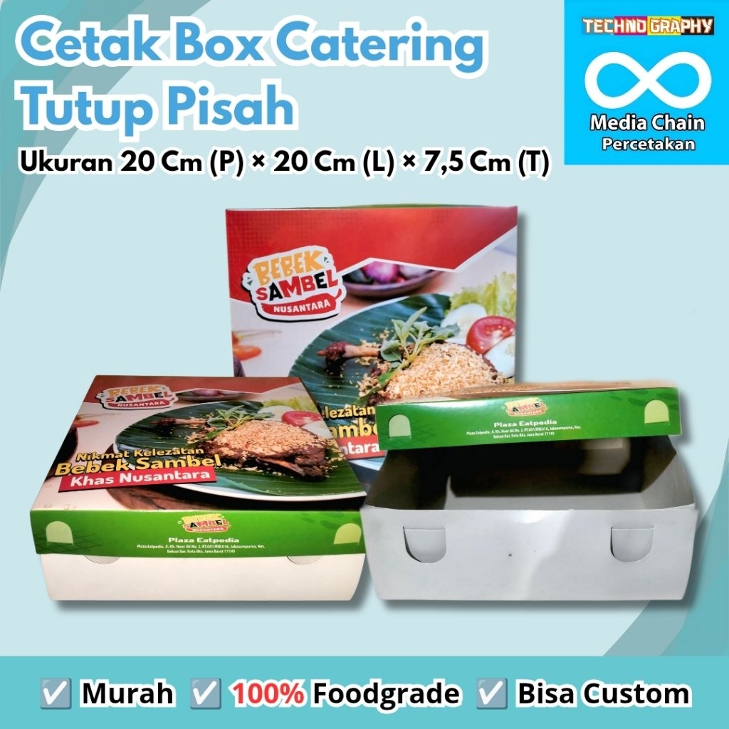 Box Nasi Catering (Lunch Box Catering) Custom Duplex Tutup Pisah/Full Colour