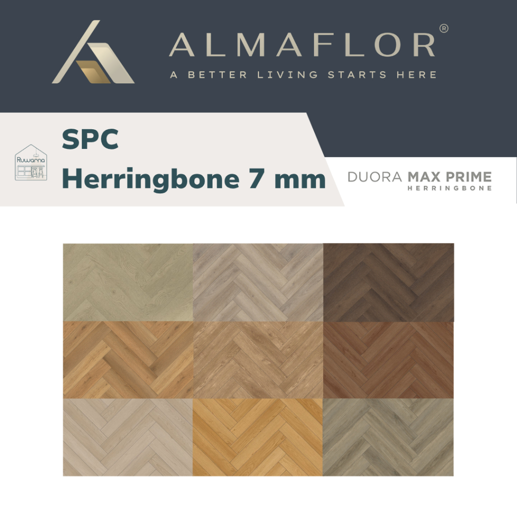 Lantai SPC Herringbone ALMAFLOR 7 mm Duora Max Prime