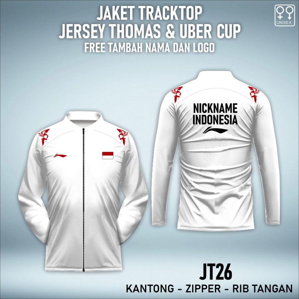 Jaket Kaos Jersey Thomas dan Uber cup 2026 free custom
