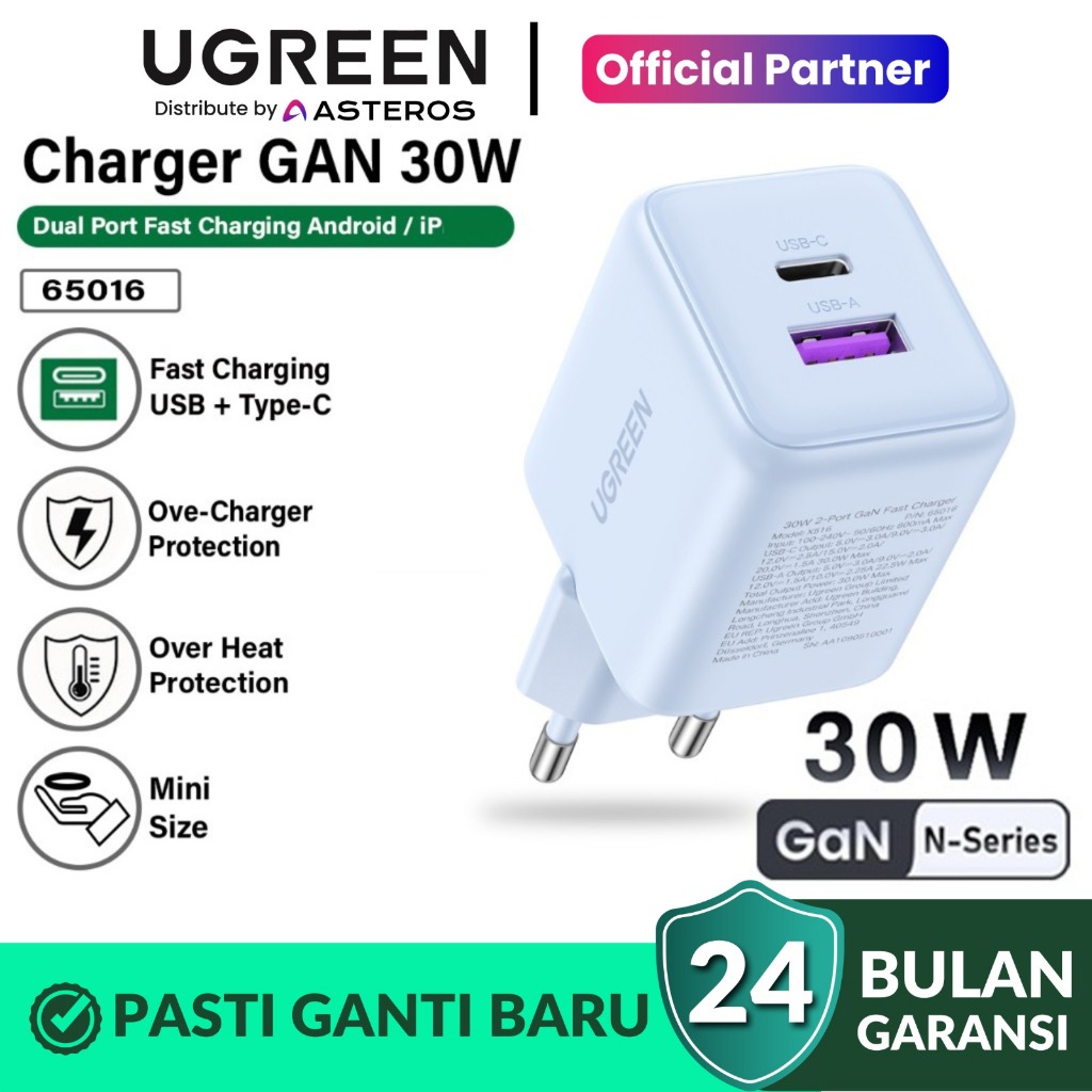 UGREEN Charger Dual Port USB + Type C Fast Charging 30W 45W 65015 65016 65014 65017 65057 65058  651