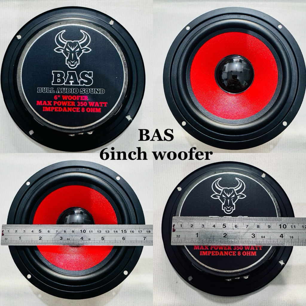 BAS 6” RED bull audio sound speaker komponen 6 inch woofer 350 watt 8 ohm speker driver 6in spiker 6