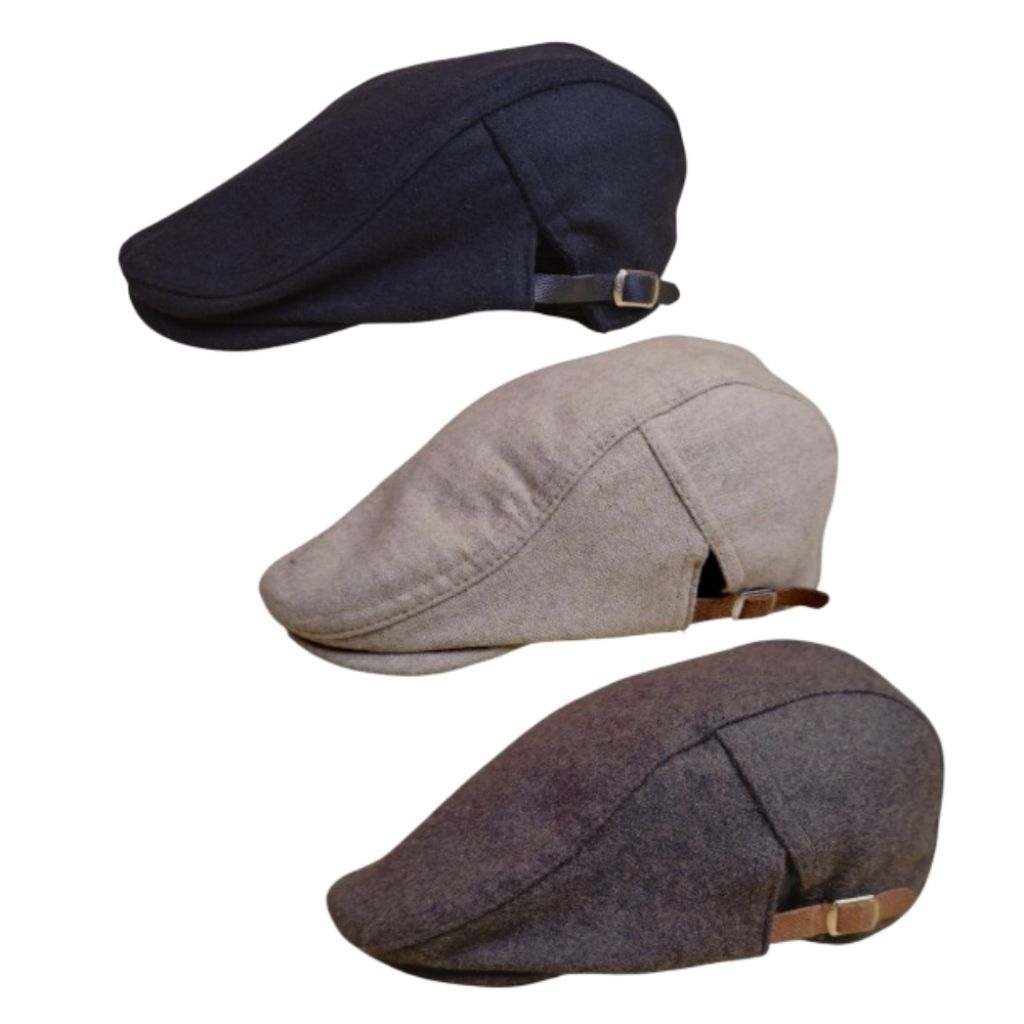 Topi flat cap wool ramping dan tali pengatur ukuran premier vintage