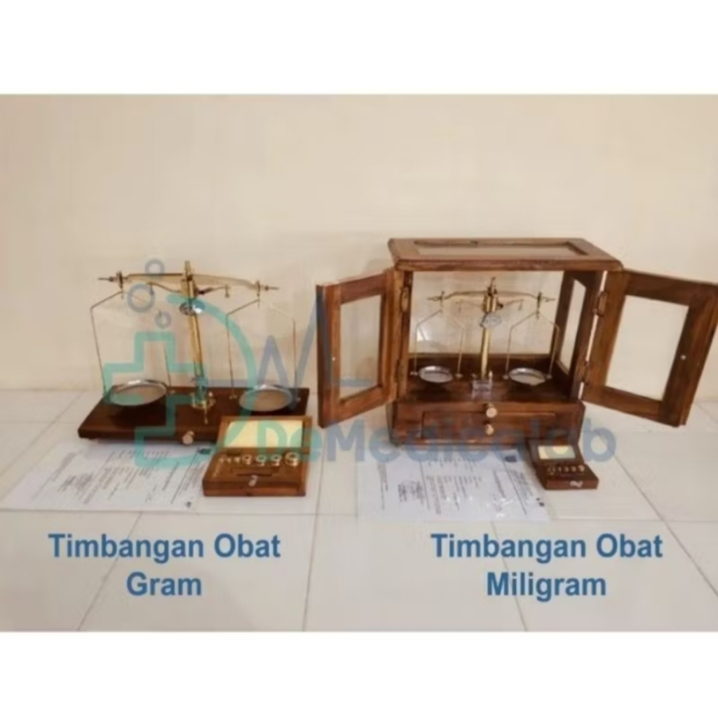 Paket Timbangan Obat / Neraca Apotik / Farmasi Timbangan Miligram dan Timbangan Gram dengan Surat Te