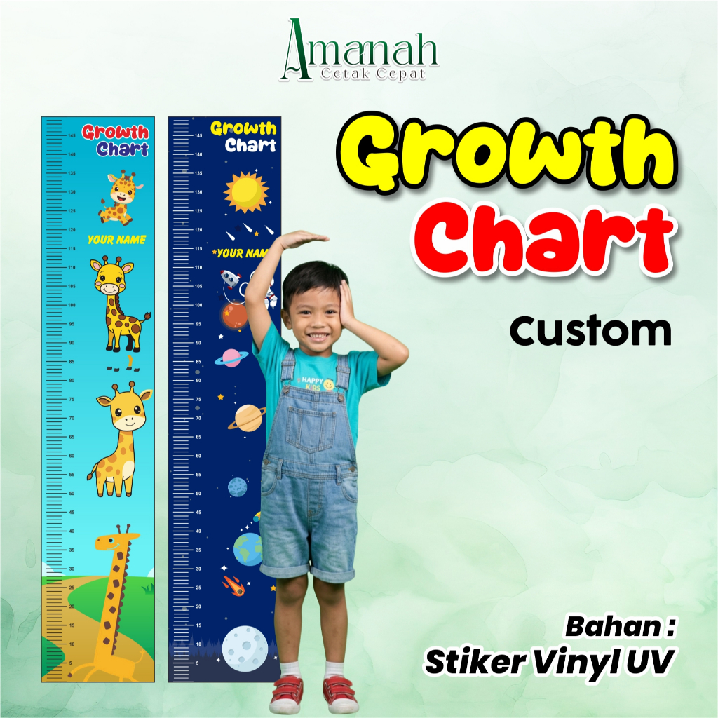 Custom Pengukur Tinggi Badan Anak / Alat ukur Tinggi Badan Anak / Growth Chart Kids Motif Lucu