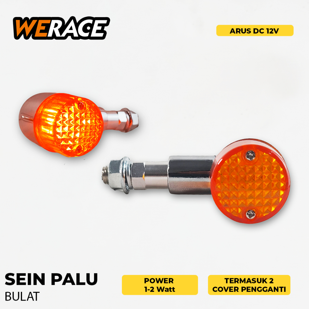 WERACE Lampu Sein Palu Besi BULAT 3 Mika Triple PNP Sen Motor CB GL MP Tiger 2 Watt