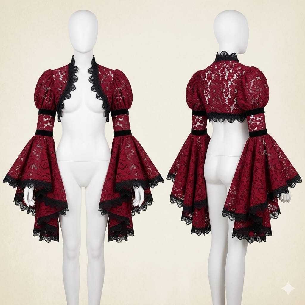 Naisu Cardi wanita lengan panjang brukat gothic sleeve