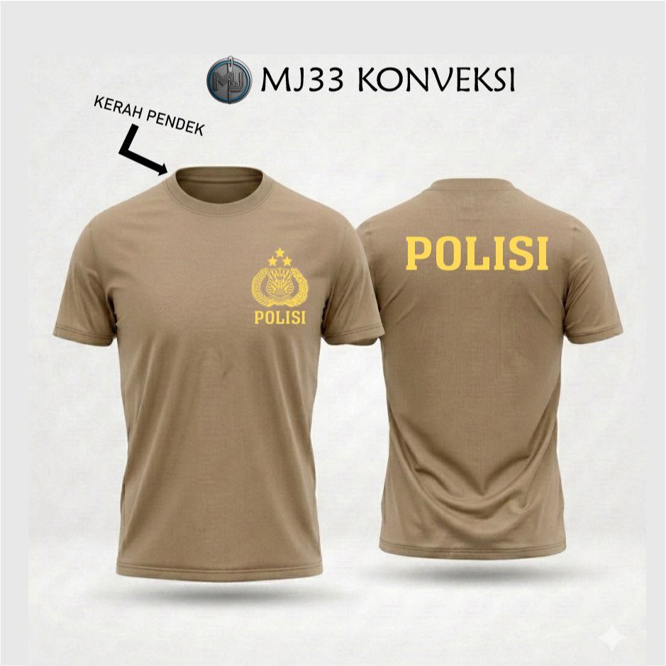 Kaos Polisi Coklat Pria Terbaru Kerah Pendek Kerah Tinggi Lengan Pendek Lengan Panjang