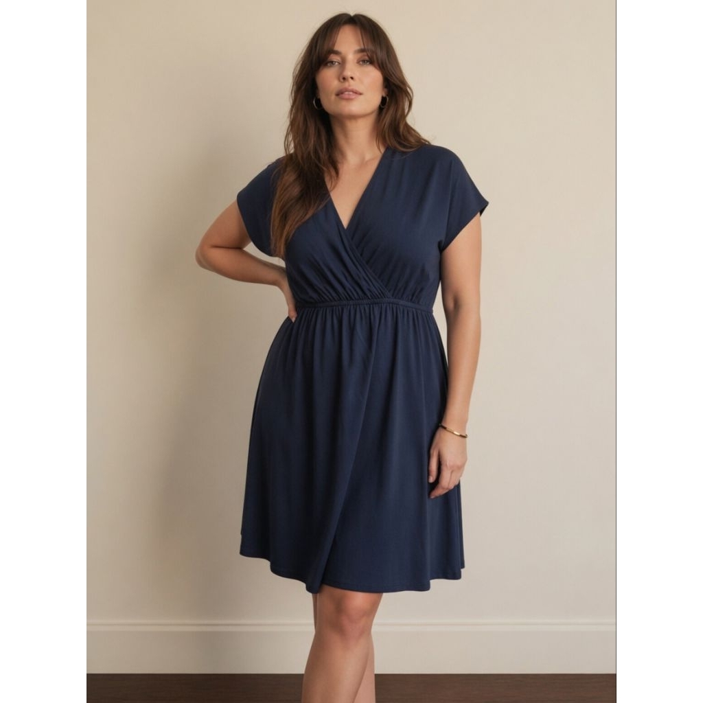 DRESS BIG SIZE AMAZON ESSENTIALS WOMEN WAISTED MINI DRESS (L130-150)