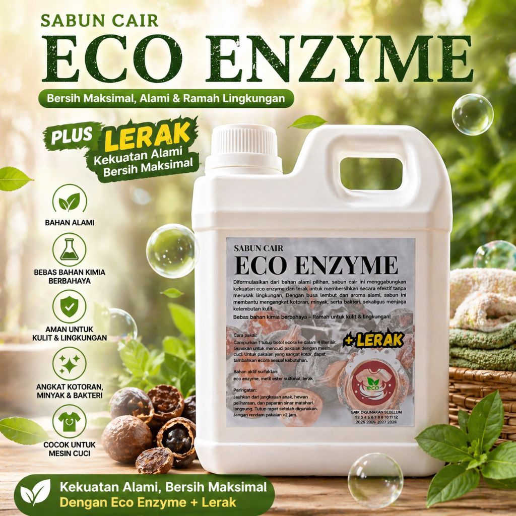 PROMO sabun cair LERAK eco enzyme sabun cuci batik clodi menspad 1 liter serbaguna ramah lingkungan