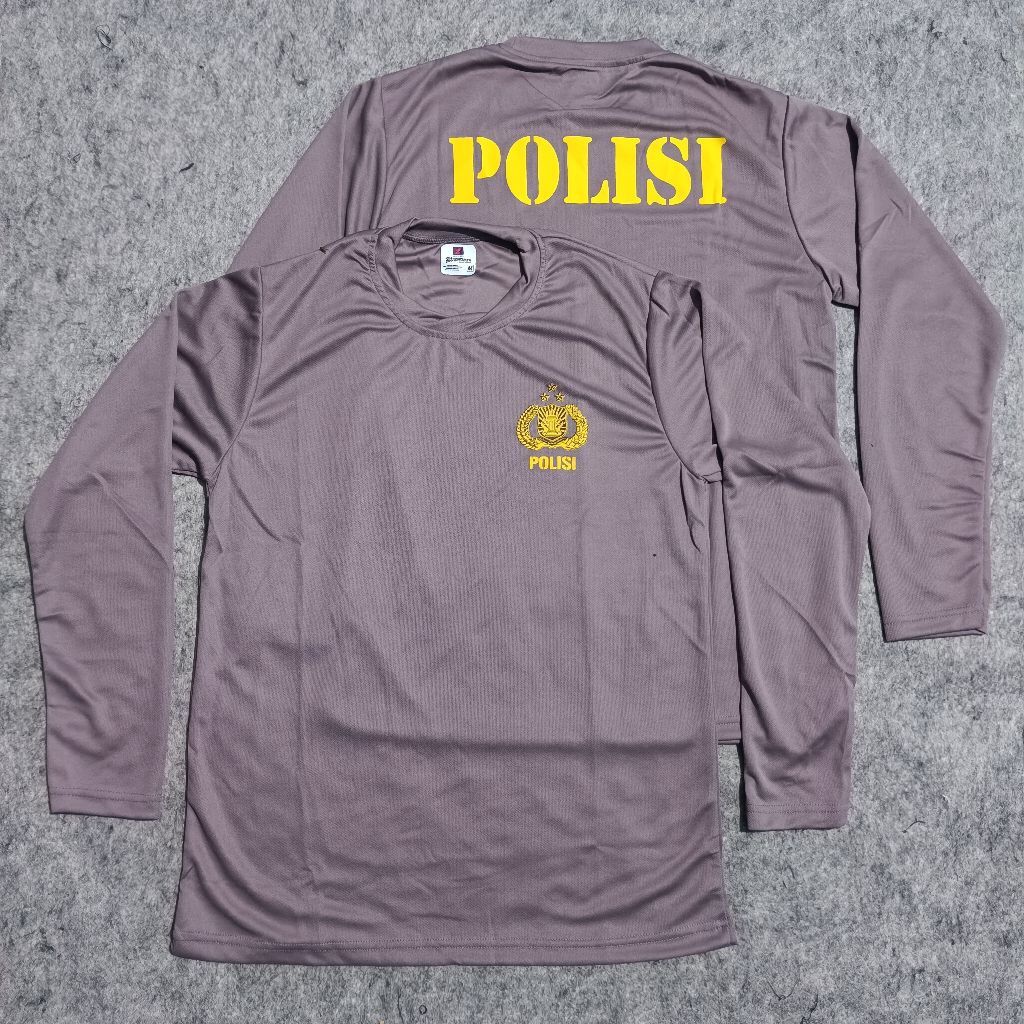 Kaos Coklat Polisi Panjang Bahan Jersey Dryfit / Kaos Coklat Polisi Panjang / Kaos Polisi Panjang