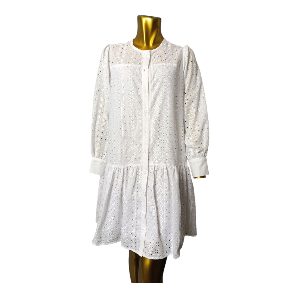 DRESS PUTIH BIG SIZE PANJANG SELUTUT AKSES REMPEL
