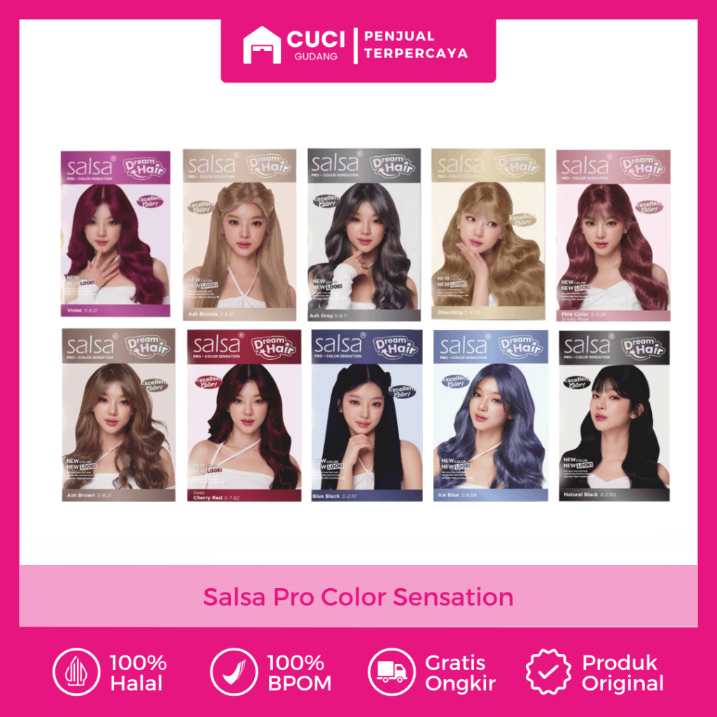 Pewarna Rambut Permanen Anti Luntur Tanpa Bleaching Halal Dan Bpom Penghitam Uban Semir Rambut Salsa