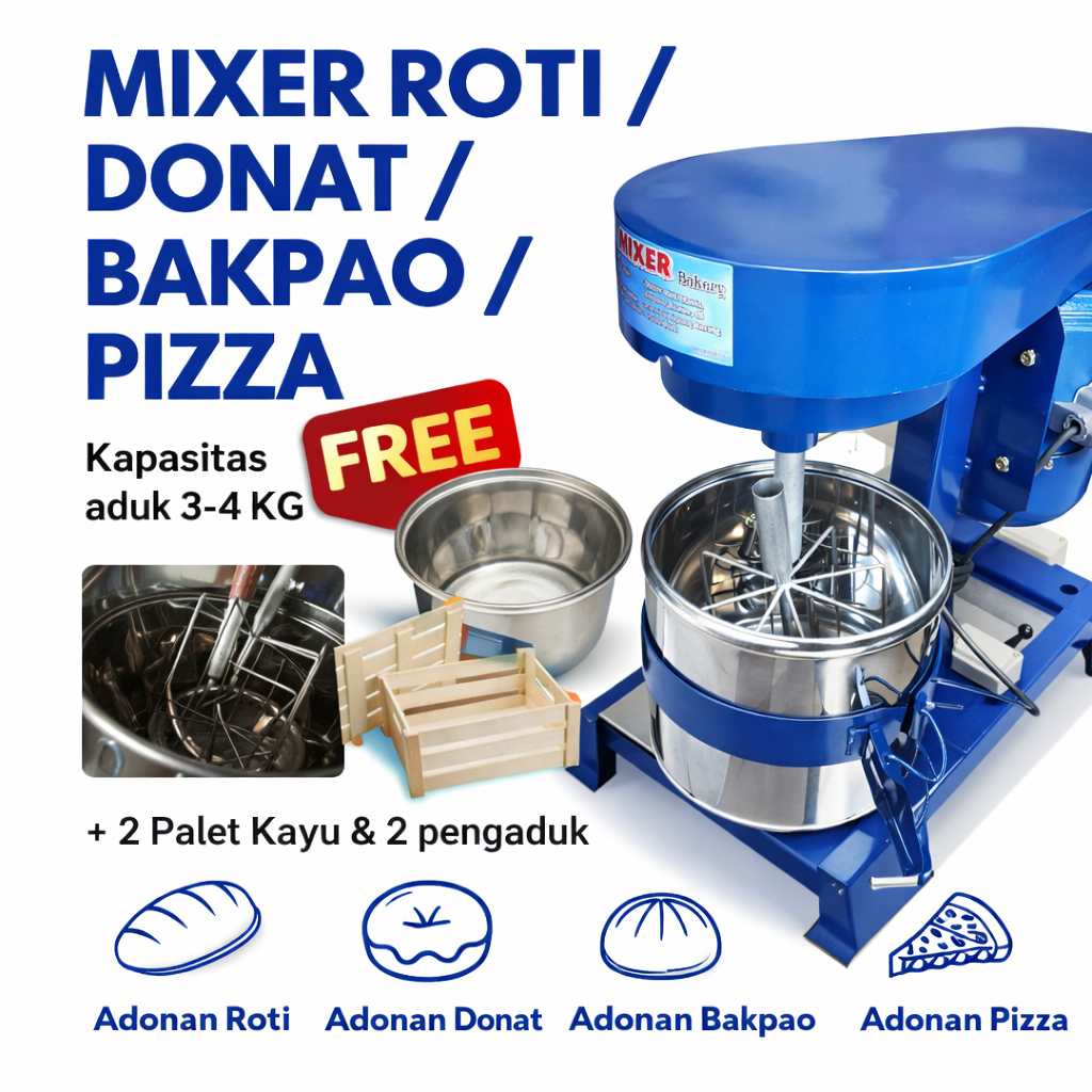 Alat Pembuat Adonan Berat Mesin Gilingan Donat Bakery1 Bowl + Belt Mesin Pembuat Adonan Ulenan Roti