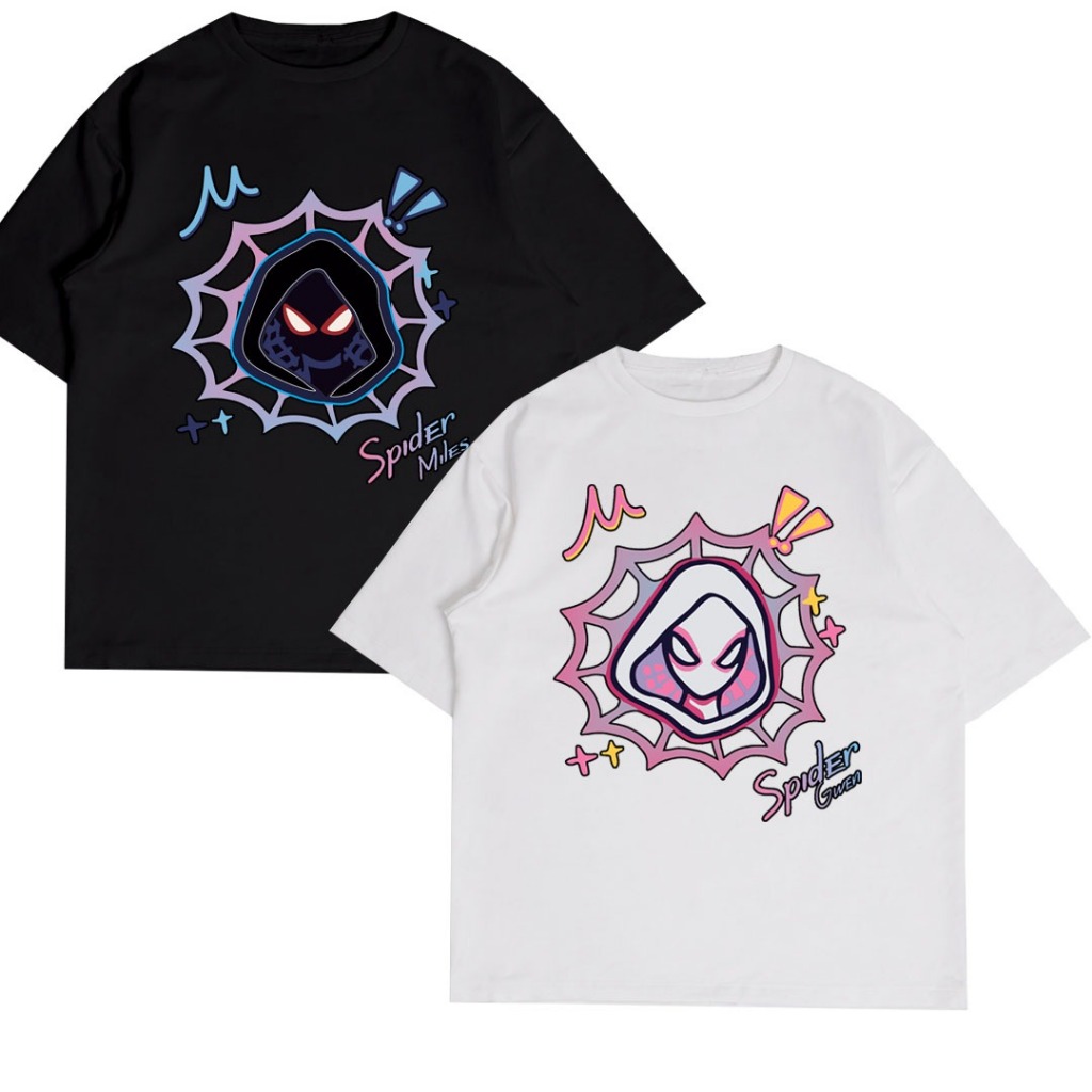 Kaos Couple Pasangan Spiderman Miles and Gwen Lucu simple keren katun Unisex