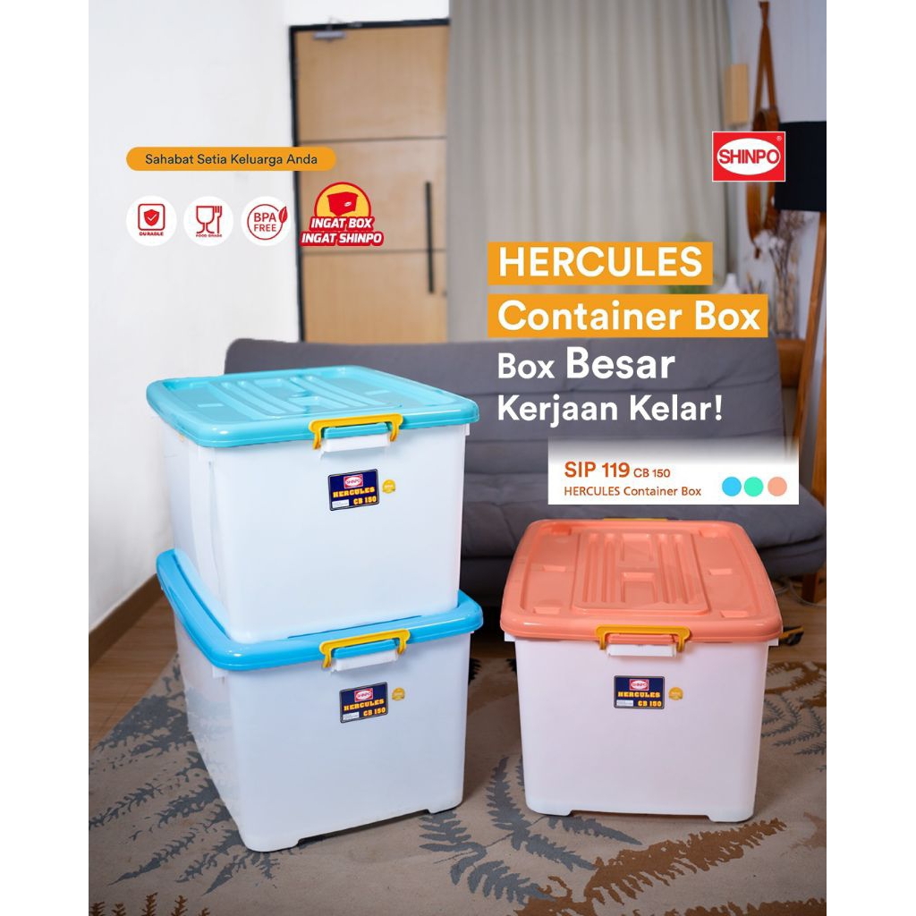 SHINPO Container box hercules dengan roda | container 150Liter SHINPO | CB 150L