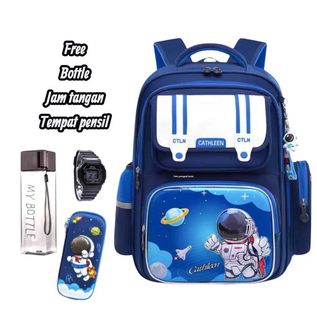 Tas Ransel Sekolah Anak Laki-laki SD Kanvas 2025 Terbaru Viral Branded-Tas sekolah astronot-Tas seko