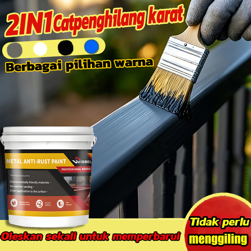 Cat Anti Karat Besi 1kg Cat Besi Anti Karat Anti Air Tahan Korosi Untuk Pagar Tangga Pintu Baja Loga