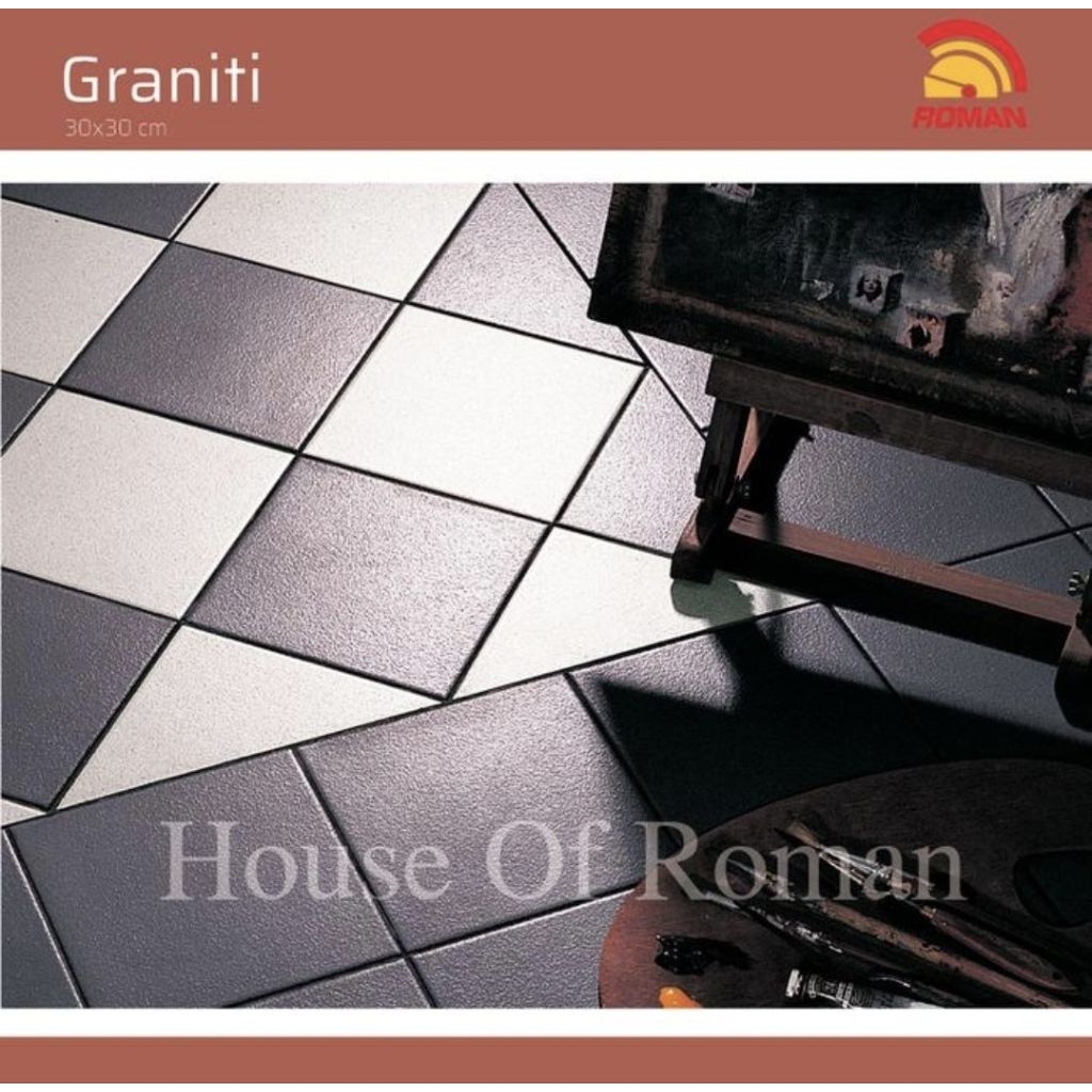 Roman Keramik 30x30 dGraniti Charcoal Matt Hitam