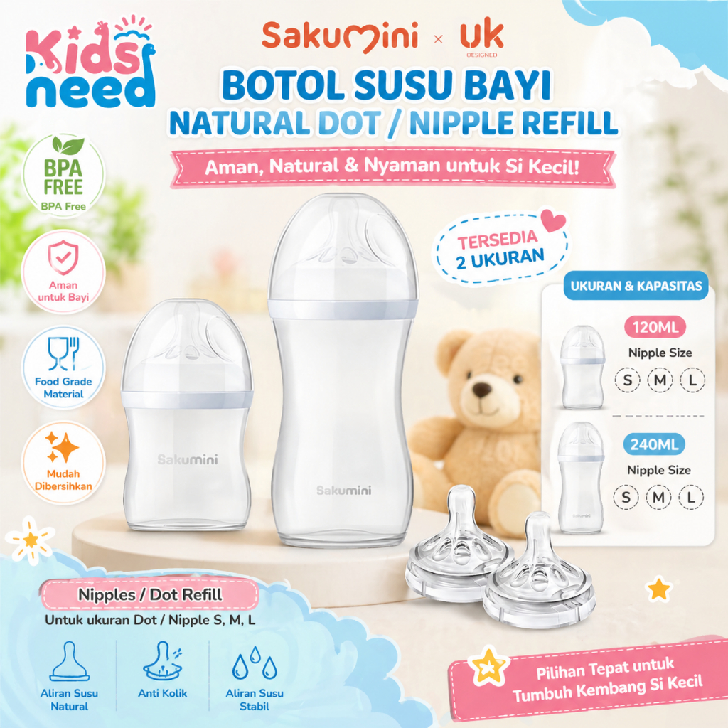 Sakumini Botol Susu Bayi/Baby Natural Milk Feeding Bottle 120ML 240ML