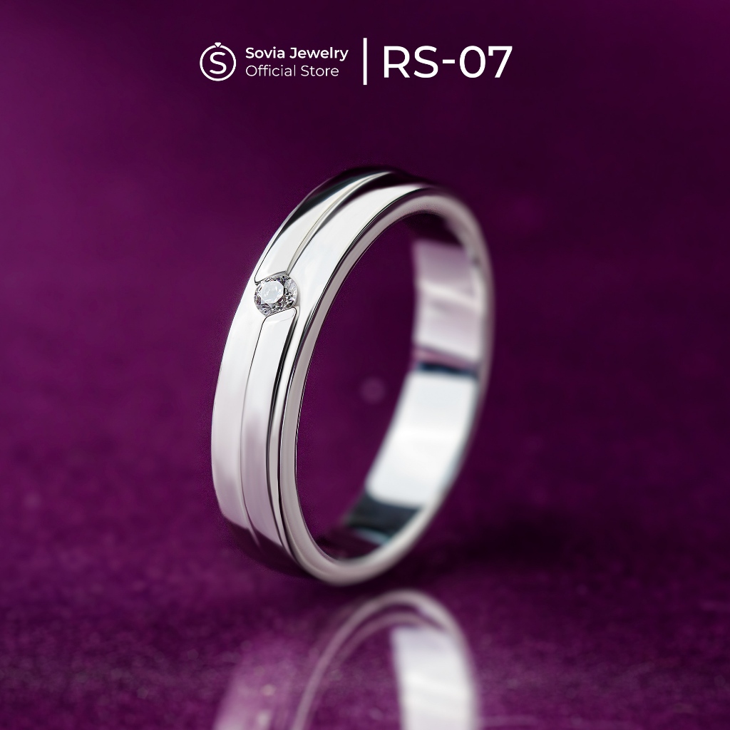 Sovia Jewelry - Cincin Single Kawin Elegan Cowok Palladium Platinum RS-07