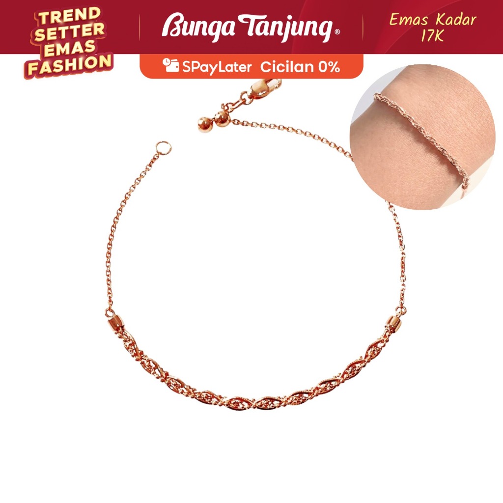 GELANG SERUT KEPANG BOBBA GLITTER - EMAS 17K - BUNGA TANJUNG GOLD