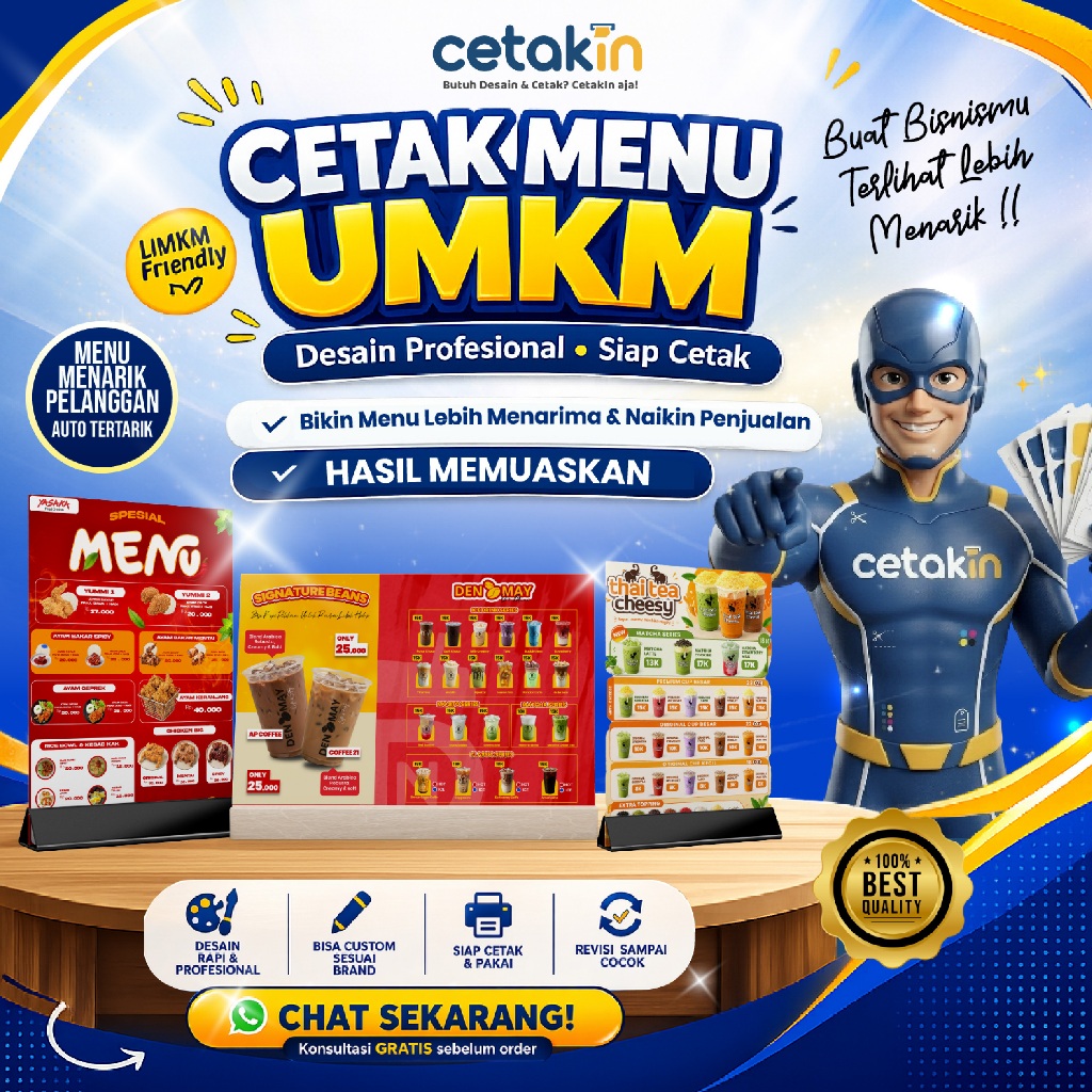 Cetak Menu UMKM Custom + Desain | Menu Cafe, Minuman, Makanan Siap Cetak & Pakai