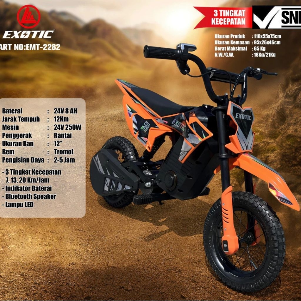 Motor Cross Mini Trail Exotic 2282 Pakai Aki Baterai Tidak berisik