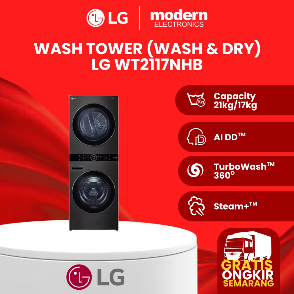 Mesin Cuci LG WashTower™ 21kg/17kg - WT2117NHB