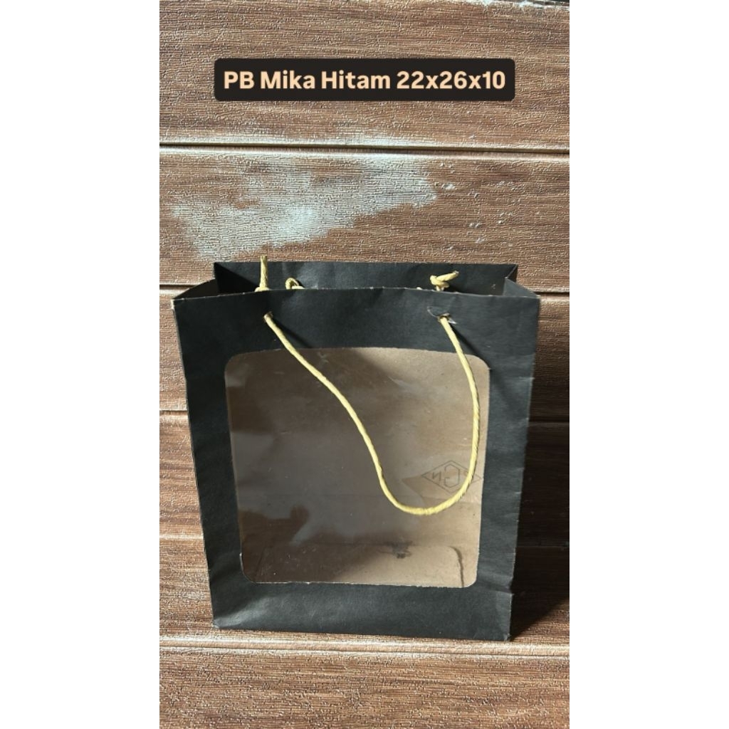 Paperbag Mika Hitam 22x26x10 isi 12 pcs